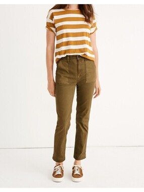 Madewell Stovepipe Fatigue Pants Olive Brown Size 28 Utility Crop Pants